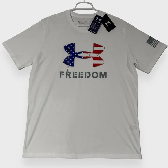 Under Armour Freedom American Flag Shirt White - Freedom T Shirt Logo - Mens XL - Picture 3 of 6